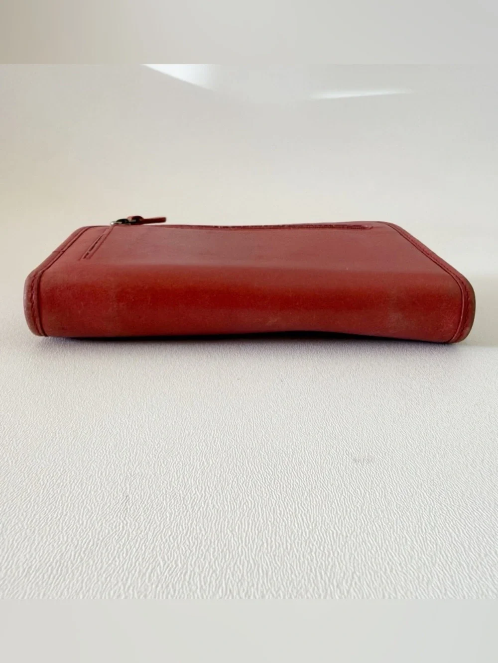 Coach Leather Zip Around Wallet Organizer Vintage Red